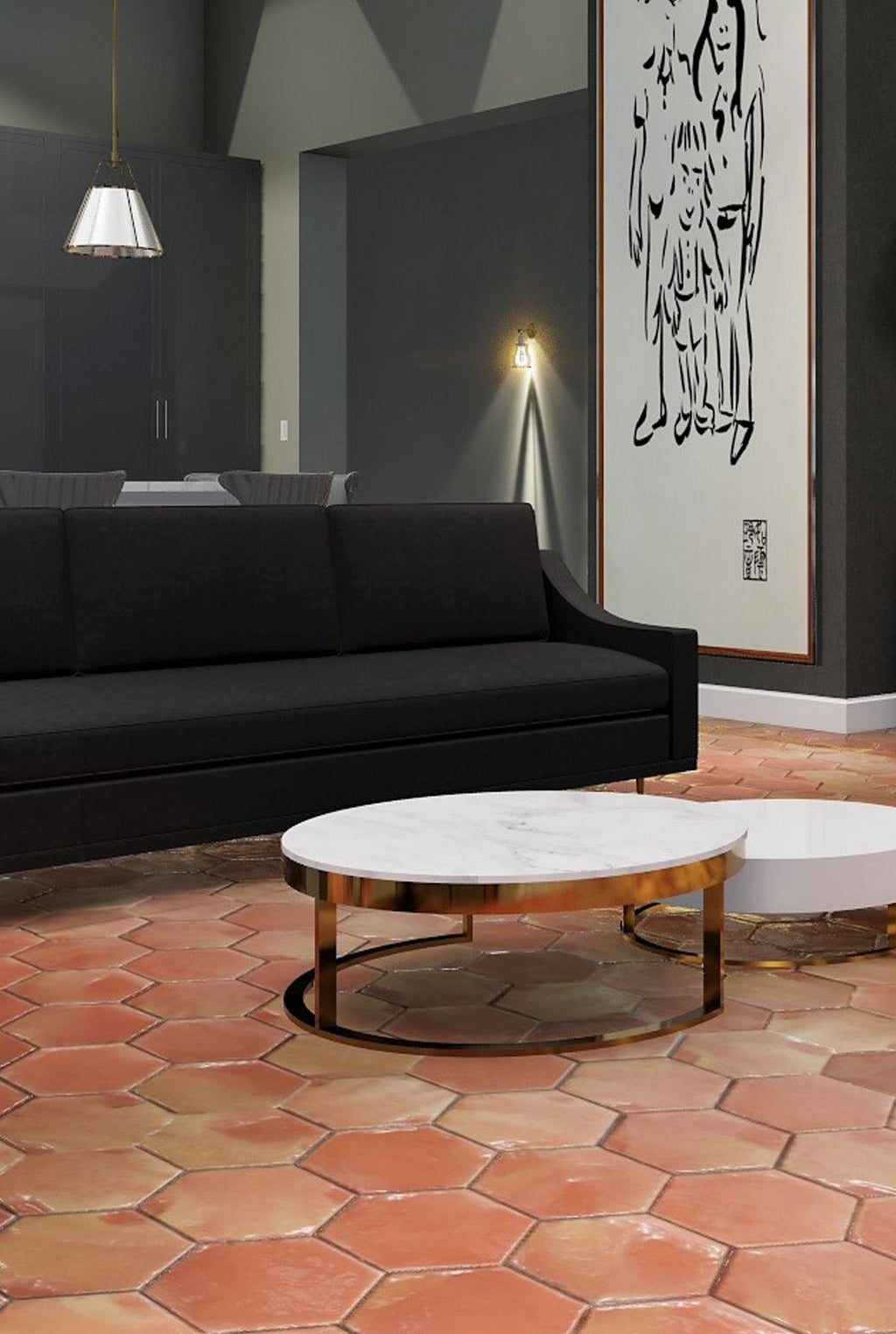 Sealed Hexagon Saltillo Tile