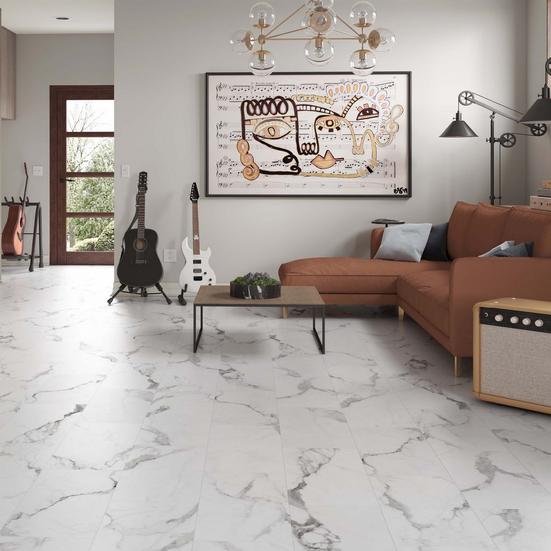 Bianco Matte Waterproof Rigid Core Luxury Vinyl Tile - Foam Pad