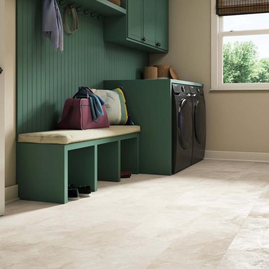 Champagne Limestone Waterproof Rigid Core Luxury Vinyl Tile - Foam Pad
