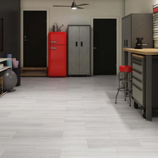 White Valentino Waterproof Rigid Core Luxury Vinyl Tile - Foam Pad