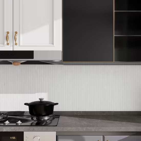 White Fluted Polished Terrazzo Tile