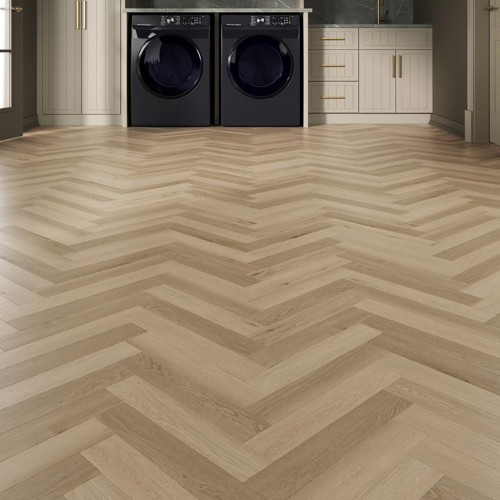 Harper Herringbone Waterproof Rigid Core Luxury Vinyl Plank - Cork Pad