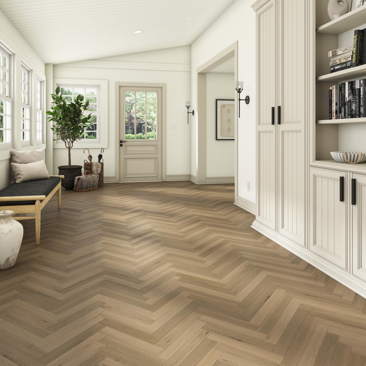 Harper Herringbone Waterproof Rigid Core Luxury Vinyl Plank - Cork Pad