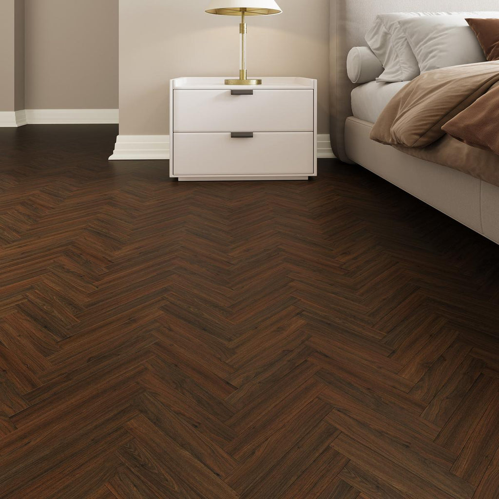 Ludlow Herringbone Waterproof Rigid Core Luxury Vinyl Plank - Cork Pad
