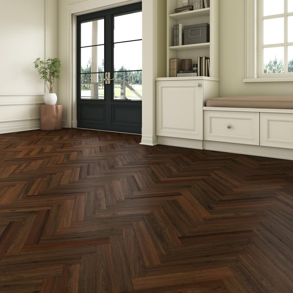 Ludlow Herringbone Waterproof Rigid Core Luxury Vinyl Plank - Cork Pad