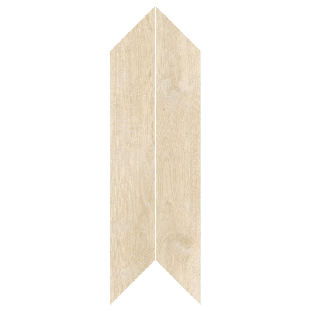 Riviera Sand Chevron Wood Plank Matte Porcelain Tile