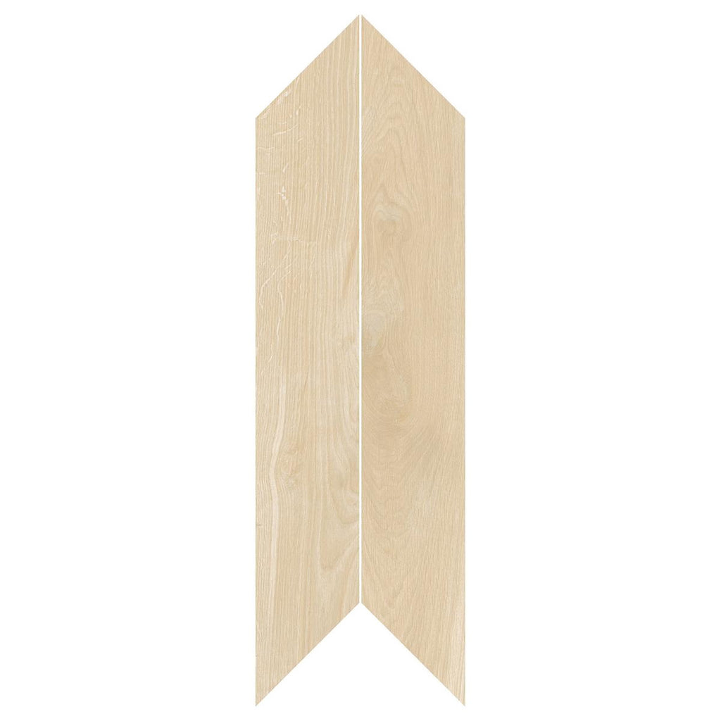 Riviera Sand Chevron Wood Plank Matte Porcelain Tile