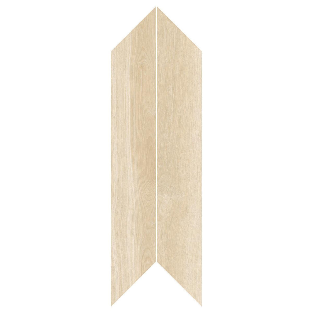 Riviera Sand Chevron Wood Plank Matte Porcelain Tile