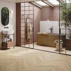 Riviera Sand Chevron Wood Plank Matte Porcelain Tile