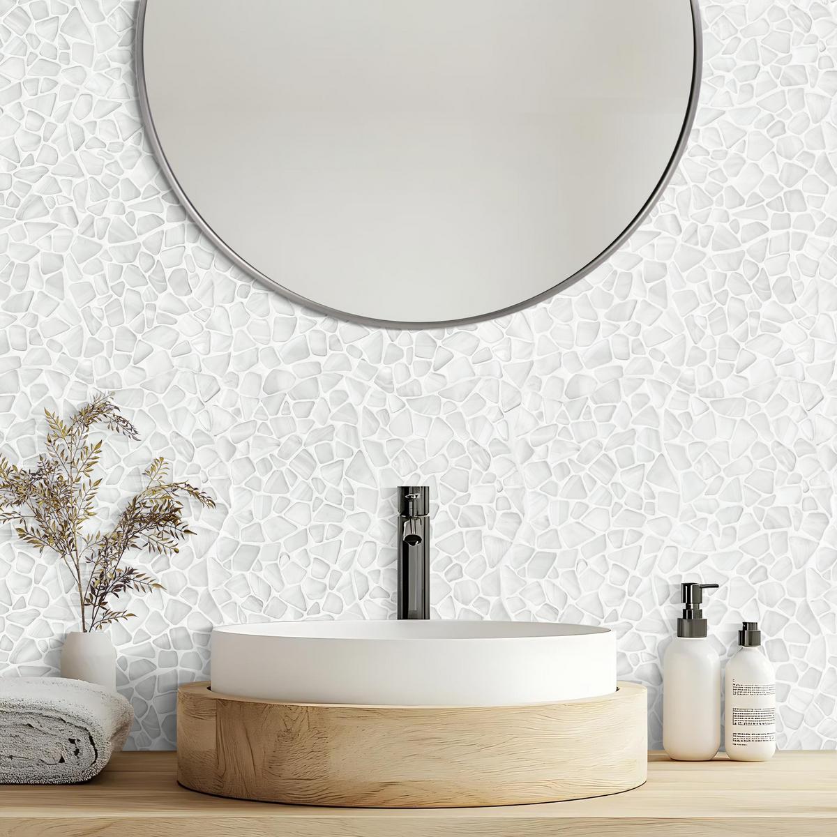Bora Bora Pebble Frosted Glass Mosaic