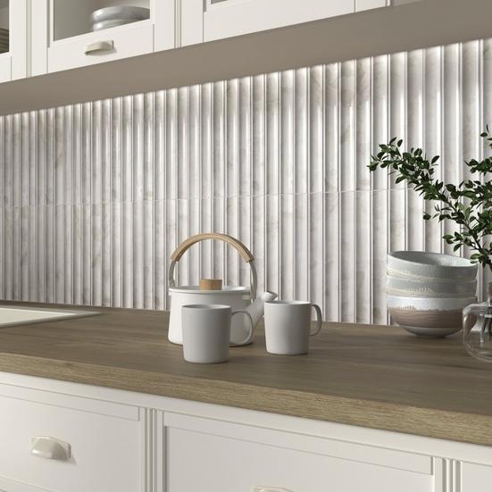 Celina Crema Fluted High Gloss Ceramic Tile