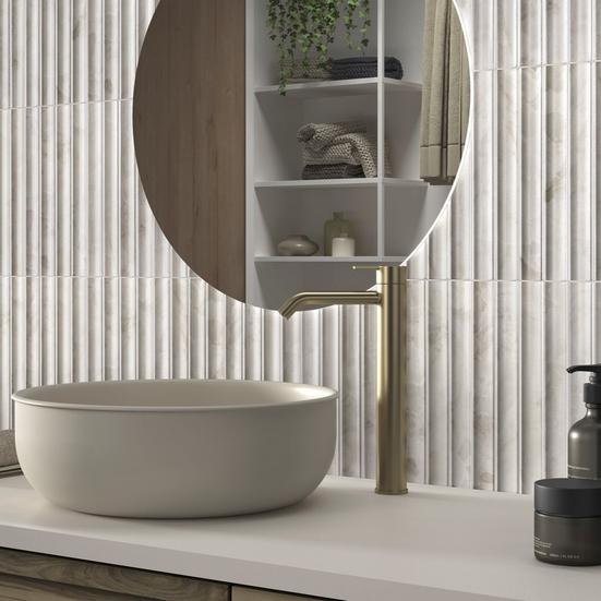 Celina Crema Fluted High Gloss Ceramic Tile