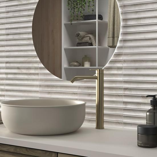 Celina Crema Fluted High Gloss Ceramic Tile