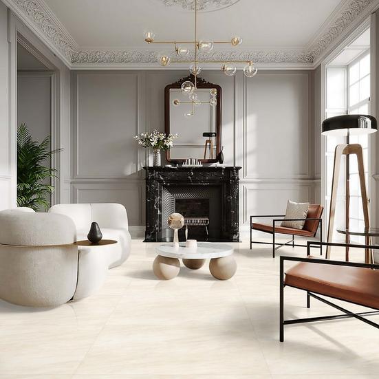 Avery White Polished Porcelain Tile