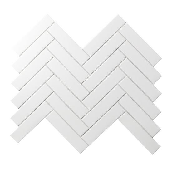 White Herringbone Unglazed Porcelain Mosaic