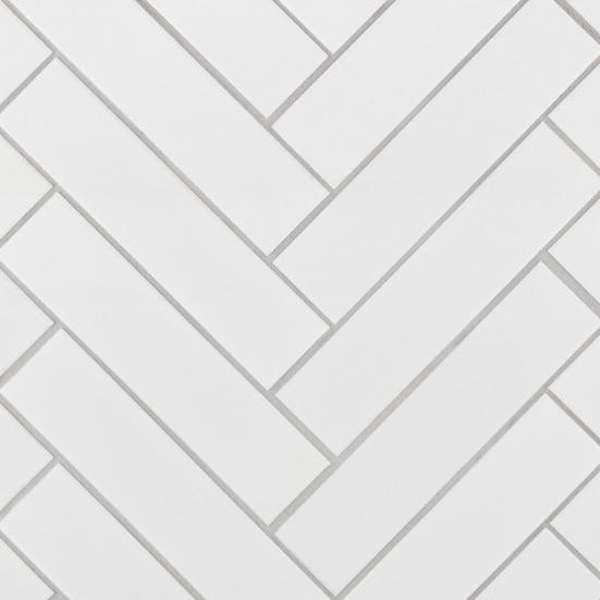 White Herringbone Unglazed Porcelain Mosaic
