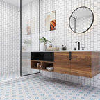 Unlgazed Blue Flower Porcelain Hexagon Mosaic