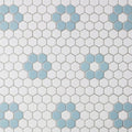 Unlgazed Blue Flower Porcelain Hexagon Mosaic
