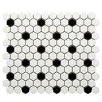 White and Black Hexagon Polished Porcelain Mosaic