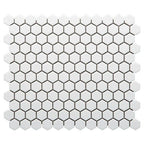 White Small Hexagon Polished Porcelain Mosaic