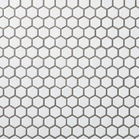 White Small Hexagon Polished Porcelain Mosaic