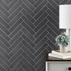 Unglazed Charcoal Herringbone Porcelain Mosaic