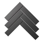 Unglazed Charcoal Herringbone Porcelain Mosaic